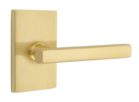 Emtek 5112FRLUS4RH satin brass passage door lever
