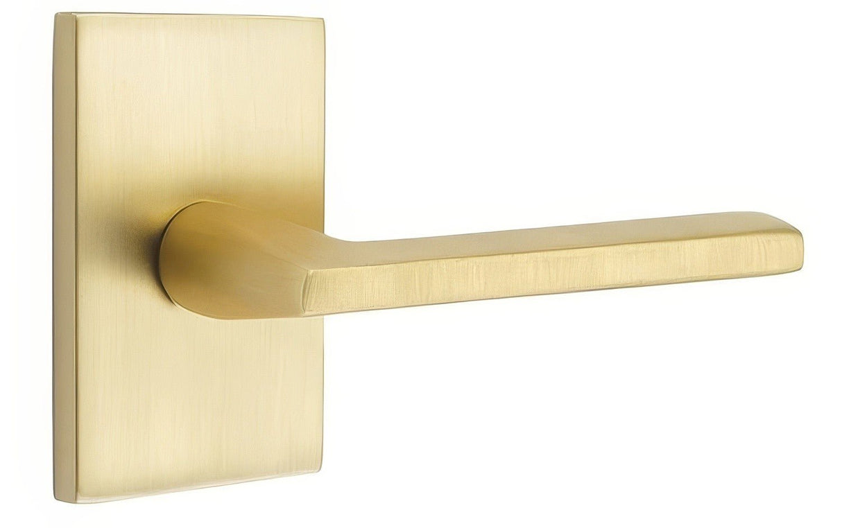 Emtek 5112HLOUS4RH satin brass passage door lever