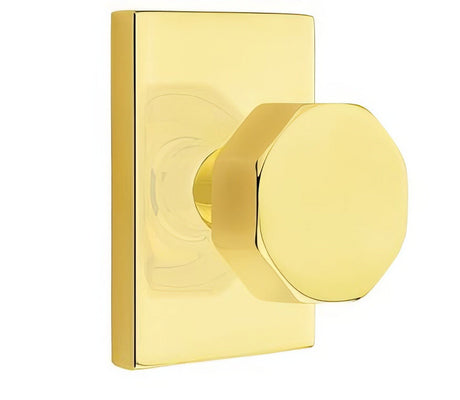 Emtek 5112OCTUS3NL unlacquered brass passage door knob