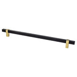 Berenson 5113-455MDB-P matte black and modern brushed gold square cabinet pull