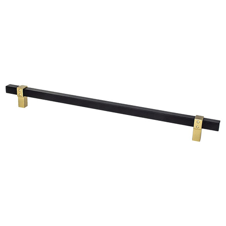 Berenson 5113-455MDB-P matte black and modern brushed gold square cabinet pull