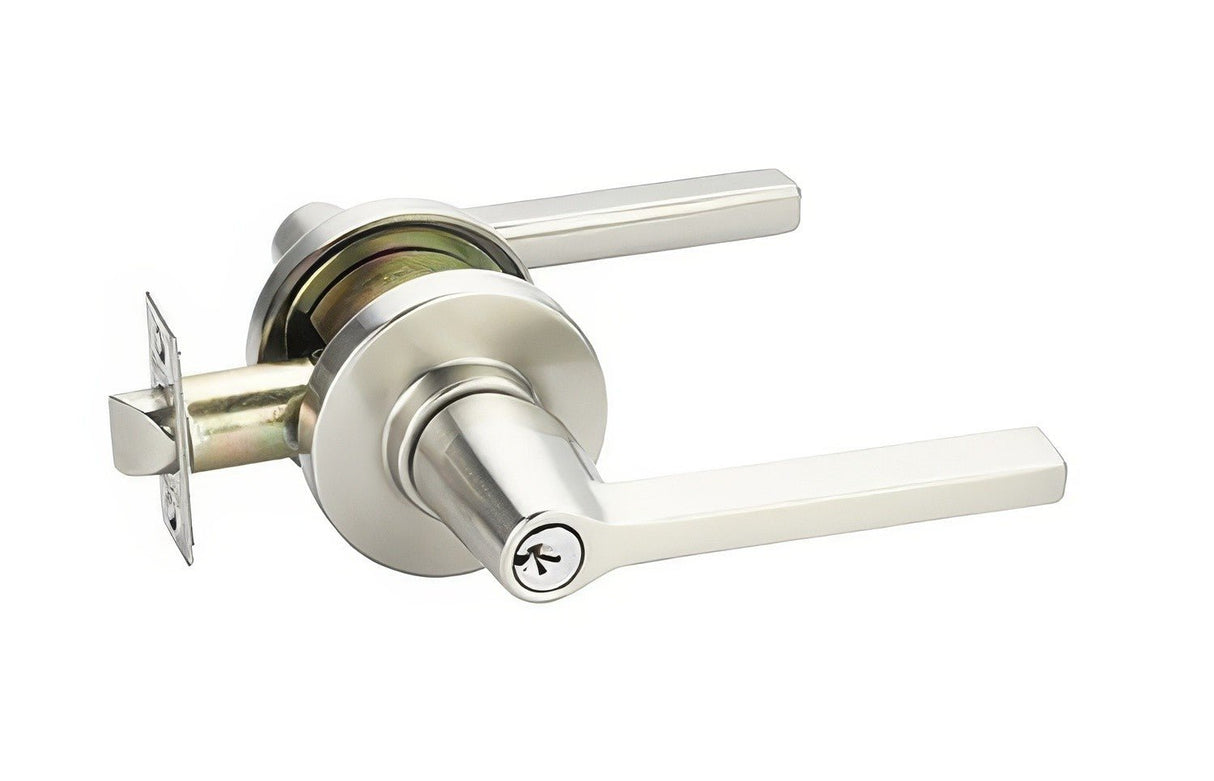 Emtek 5115HLOUS15LH keyed entry keyed entry door lever in satin stainless, additional view