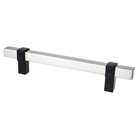 Berenson 5122-4BPN55-P brushed nickel and matte black square cabinet pull