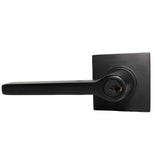 Emtek Lever Left Hand 2-3/8" and 2-3/4" Backset with Radius Latch Strike Keyed Entry with Square Rose for 1-3/8" to 2-1/16" Door in Flat Black