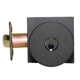 Emtek Knob 2-3/8" and 2-3/4" Backset with Radius Latch Strike Keyed Entry with Square Rose for 1-3/8" to 2-1/16" Door in Flat Black