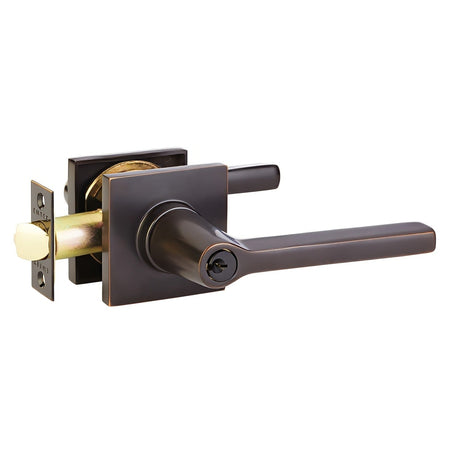 Emtek 5122HLOUS10BRH keyed entry keyed entry door lever in satin stainless, additional view