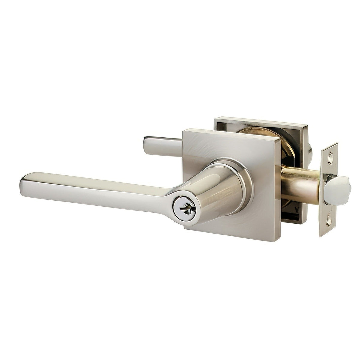 Emtek 5122HLOUS15LH satin nickel keyed entry door lever