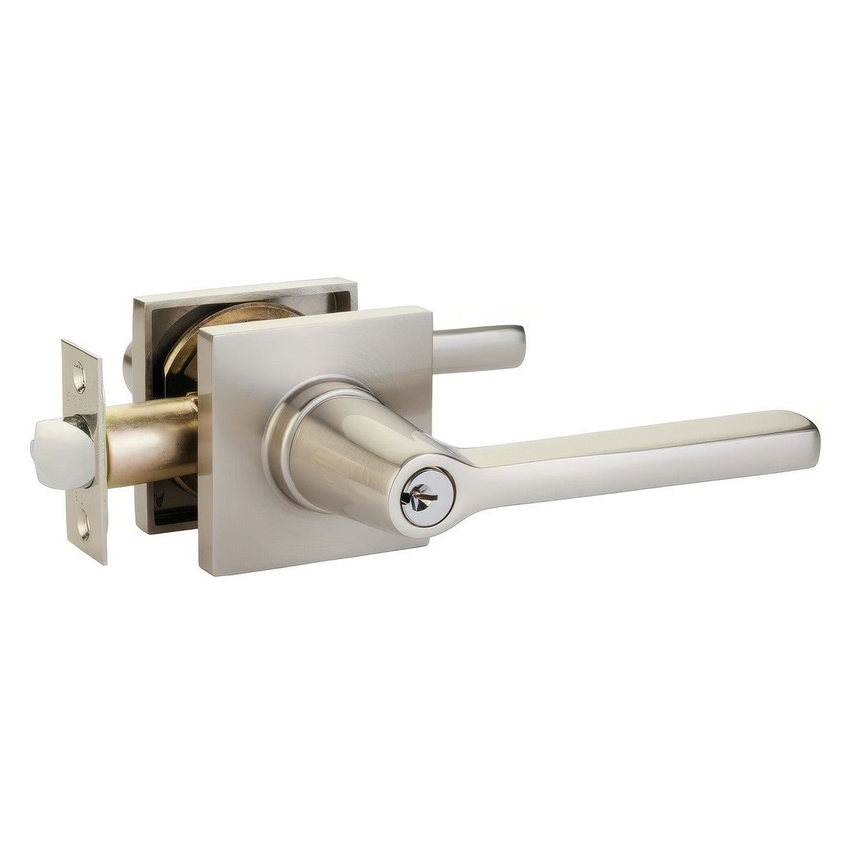 Emtek 5122HLOUS15RH satin nickel keyed entry door lever