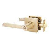 Emtek 5122HLOUS4LH satin brass keyed entry door lever