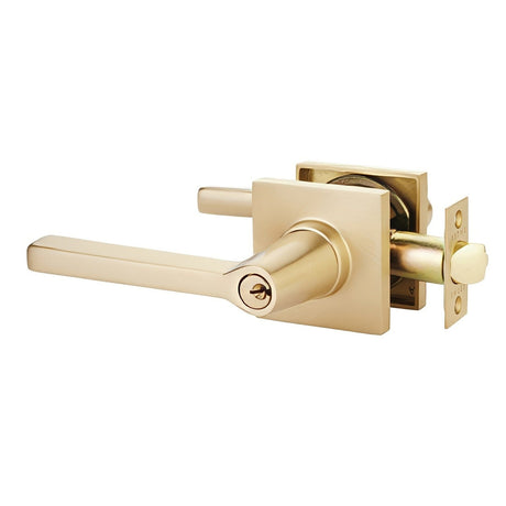 Emtek 5122HLOUS4LH satin brass keyed entry door lever