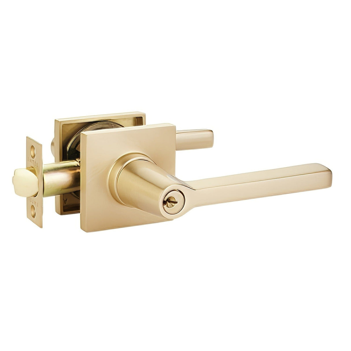 Emtek 5122HLOUS4RH satin brass keyed entry door lever