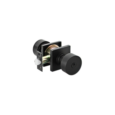 Emtek 5122ROUUS19 flat black keyed entry door knob
