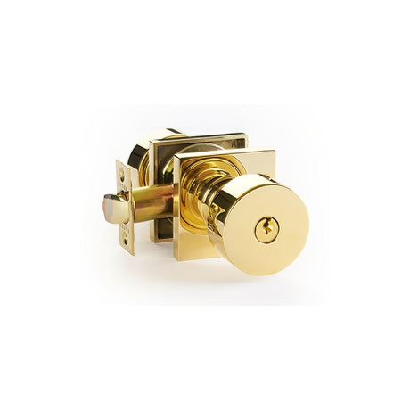 Emtek 5122ROUUS3NL unlacquered brass keyed entry door knob
