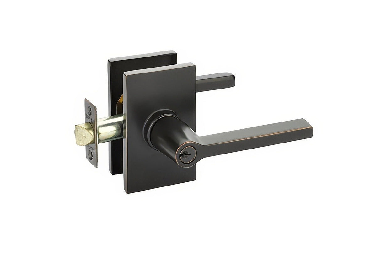 Emtek 5123HLOUS10BLH keyed entry keyed entry door lever in satin stainless, additional view