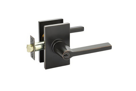 Emtek 5123HLOUS10BLH keyed entry keyed entry door lever in satin stainless, additional view
