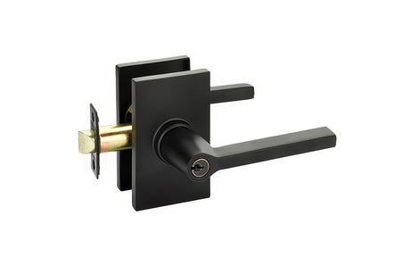 Emtek 5123HLOUS19RH flat black keyed entry door lever