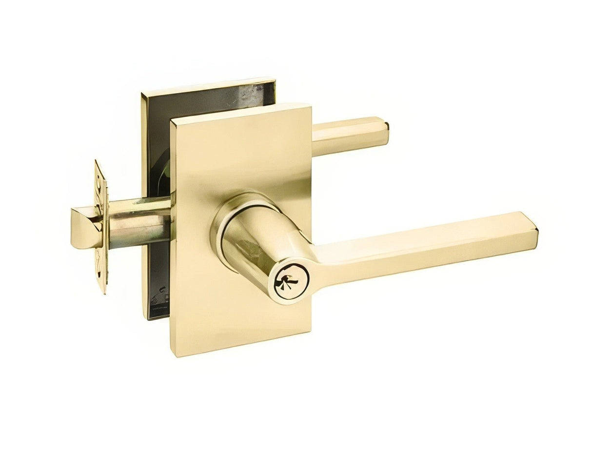 Emtek 5123HLOUS4LH satin brass keyed entry door lever