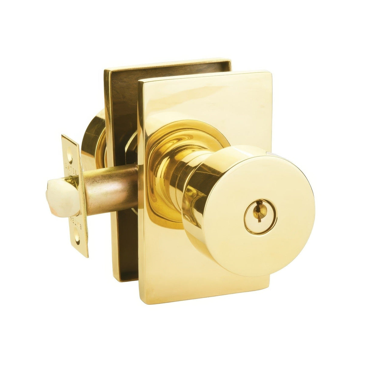 Emtek 5123ROUUS3NL unlacquered brass keyed entry door knob