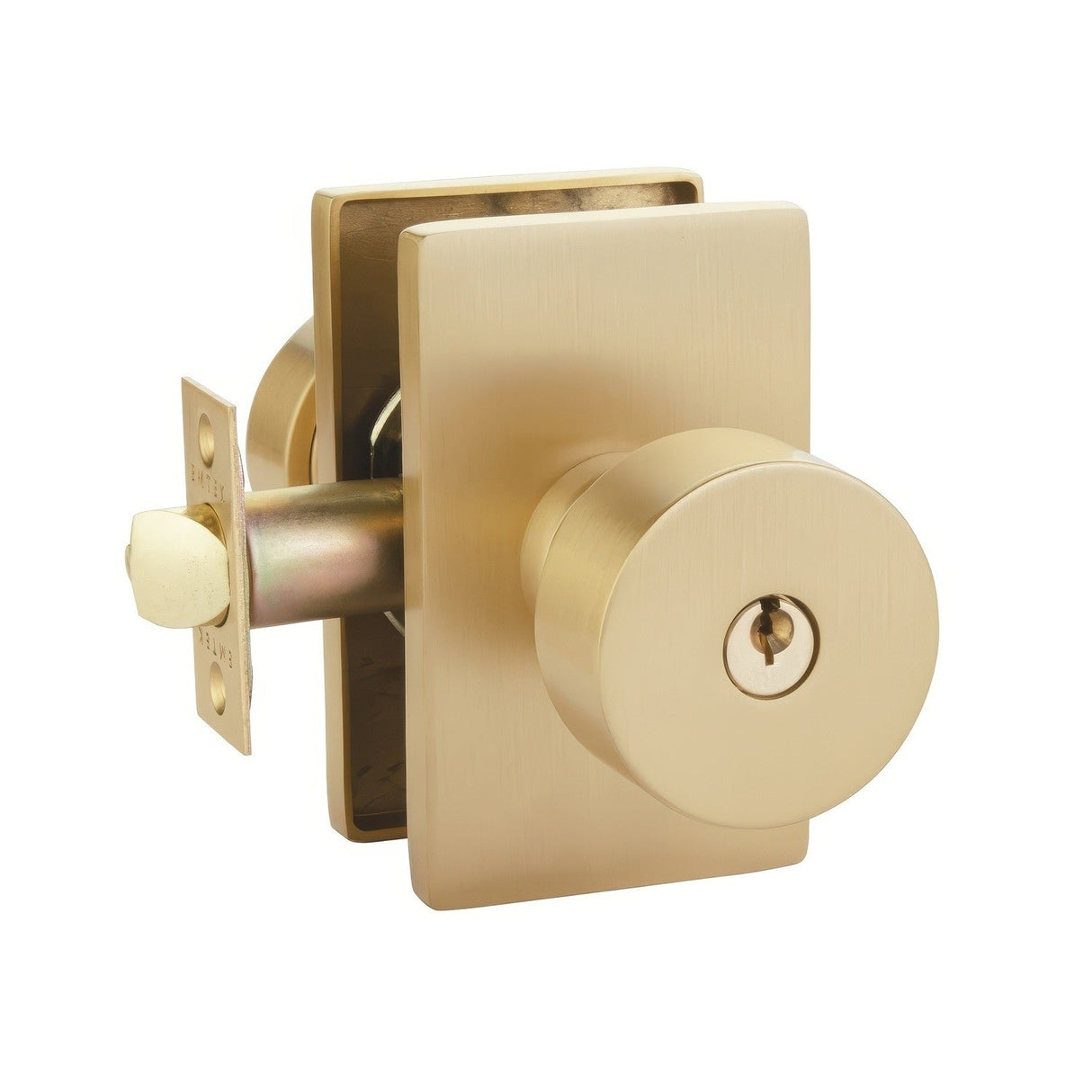 Emtek 5123ROUUS4 satin brass keyed entry door knob
