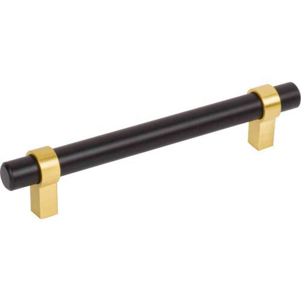 Jeffrey Alexander 5128MBBG matte black / brushed gold cabinet drawer pull