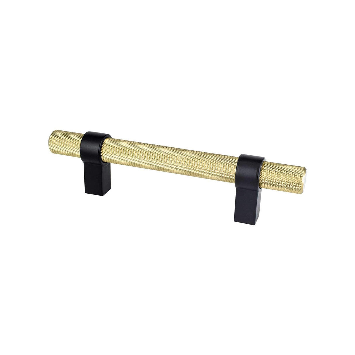 Berenson Radial Reign 96mm CC Modern Brushed Gold Bar and Matte Black Posts Pull in Modern Brushed Gold and Matte Black