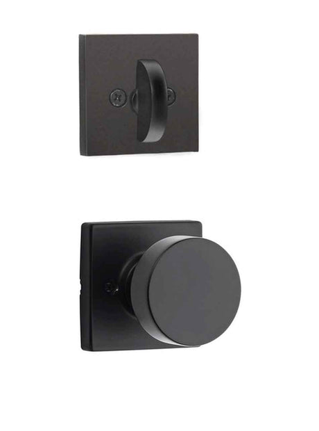 Kwikset Pismo Handleset Trim with Square Rose in Matte Black