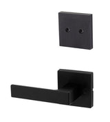 Kwikset Singapore Handleset Trim with Square Rose in Matte Black