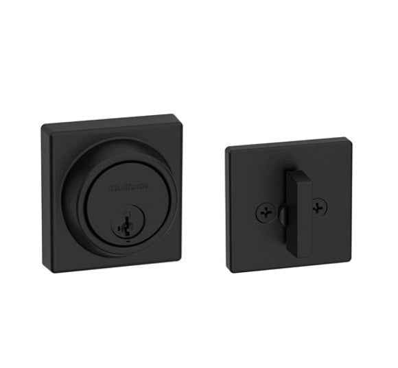 Kwikset 817SQT Key Control Square Deadbolt SmartKey in Matte Black