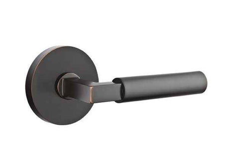 Emtek Lever Right Hand 2-3/8" Backset Privacy with Disk Rose for 1-1/4" to 2" Door in Oil Rubbed Bronze