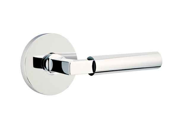 Emtek Lever Right Hand 2-3/8" Backset Privacy with Disk Rose for 1-1/4" to 2" Door in Polished Chrome