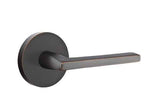 Emtek Lever Left Hand 2-3/8" Backset Privacy with Disk Rose for 1-1/4" to 2" Door in Oil Rubbed Bronze