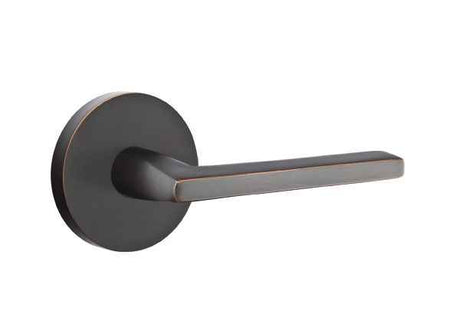 Emtek Lever Right Hand 2-3/8" Backset Privacy with Disk Rose for 1-1/4" to 2" Door in Oil Rubbed Bronze