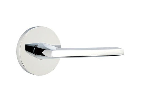 Emtek Lever Right Hand 2-3/8" Backset Privacy with Disk Rose for 1-1/4" to 2" Door in Polished Chrome