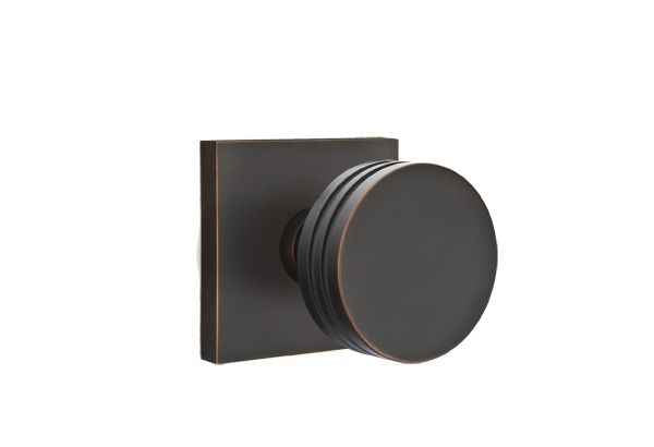 Emtek Knob 2-3/8" Backset Privacy with Square Rose for 1-1/4" to 2" Door - Reversible in Oil Rubbed Bronze