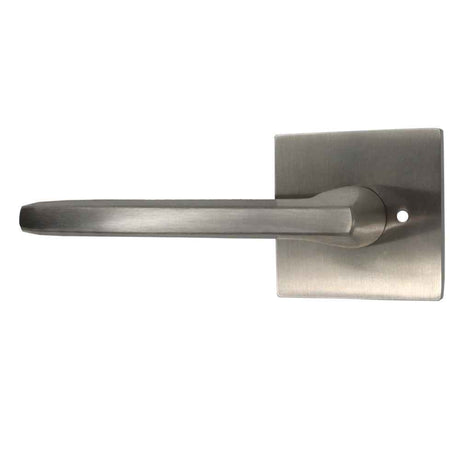 Emtek Lever Right Hand 2-3/8" Backset with Radius Latch Strike Privacy with Square Rose for 1-1/4" to 2" Door in Satin Nickel