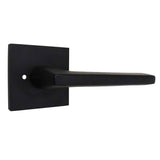 Emtek Lever Right Hand 2-3/8" Backset with Radius Latch Strike Privacy with Square Rose for 1-1/4" to 2" Door in Flat Black