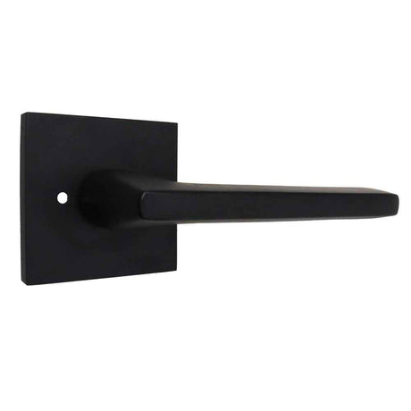 Emtek Lever Right Hand 2-3/8" Backset with Radius Latch Strike Privacy with Square Rose for 1-1/4" to 2" Door in Flat Black
