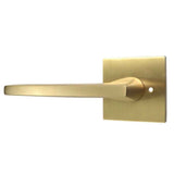 Emtek Lever Left Hand 2-3/8" Backset with Radius Latch Strike Privacy with Square Rose for 1-1/4" to 2" Door in Satin Brass