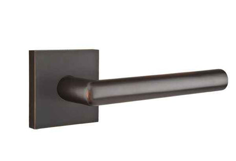 Emtek Lever Left Hand 2-3/8" Backset Privacy with Square Rose for 1-1/4" to 2" Door in Oil Rubbed Bronze