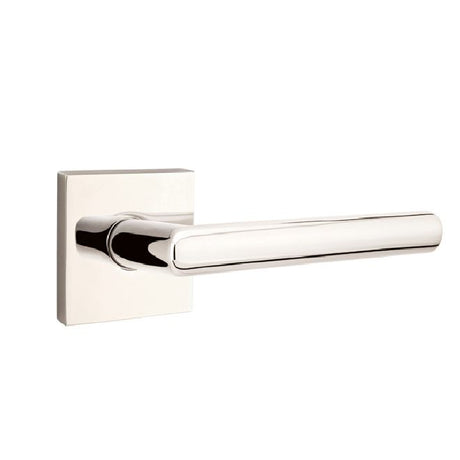 Emtek Lever Right Hand 2-3/8" Backset Privacy with Square Rose for 1-1/4" to 2" Door in Polished Nickel Lifetime