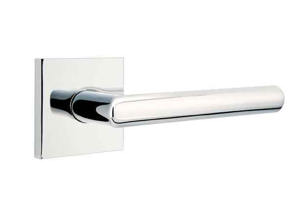 Emtek Lever Right Hand 2-3/8" Backset Privacy with Square Rose for 1-1/4" to 2" Door in Polished Chrome