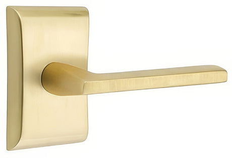 Emtek 5211HLOUS4LH satin brass privacy door lever