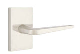 Emtek Lever Left Hand 2-3/8" Backset Privacy with Modern Rectangular Rose for 1-1/4" to 2" Door in Satin Nickel