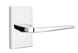 Emtek Lever Right Hand 2-3/8" Backset Privacy with Modern Rectangular Rose for 1-1/4" to 2" Door in Polished Chrome