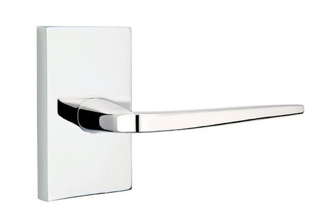 Emtek Lever Right Hand 2-3/8" Backset Privacy with Modern Rectangular Rose for 1-1/4" to 2" Door in Polished Chrome