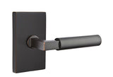 Emtek Lever Left Hand 2-3/8" Backset Privacy with Modern Rectangular Rose for 1-1/4" to 2" Door in Oil Rubbed Bronze