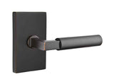 Emtek Lever Right Hand 2-3/8" Backset Privacy with Modern Rectangular Rose for 1-1/4" to 2" Door in Oil Rubbed Bronze