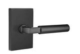 Emtek Lever Right Hand 2-3/8" Backset Privacy with Modern Rectangular Rose for 1-1/4" to 2" Door in Flat Black