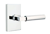 Emtek Lever Left Hand 2-3/8" Backset Privacy with Modern Rectangular Rose for 1-1/4" to 2" Door in Polished Chrome