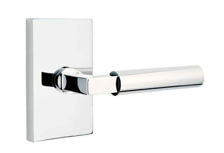 Emtek Lever Right Hand 2-3/8" Backset Privacy with Modern Rectangular Rose for 1-1/4" to 2" Door in Polished Chrome